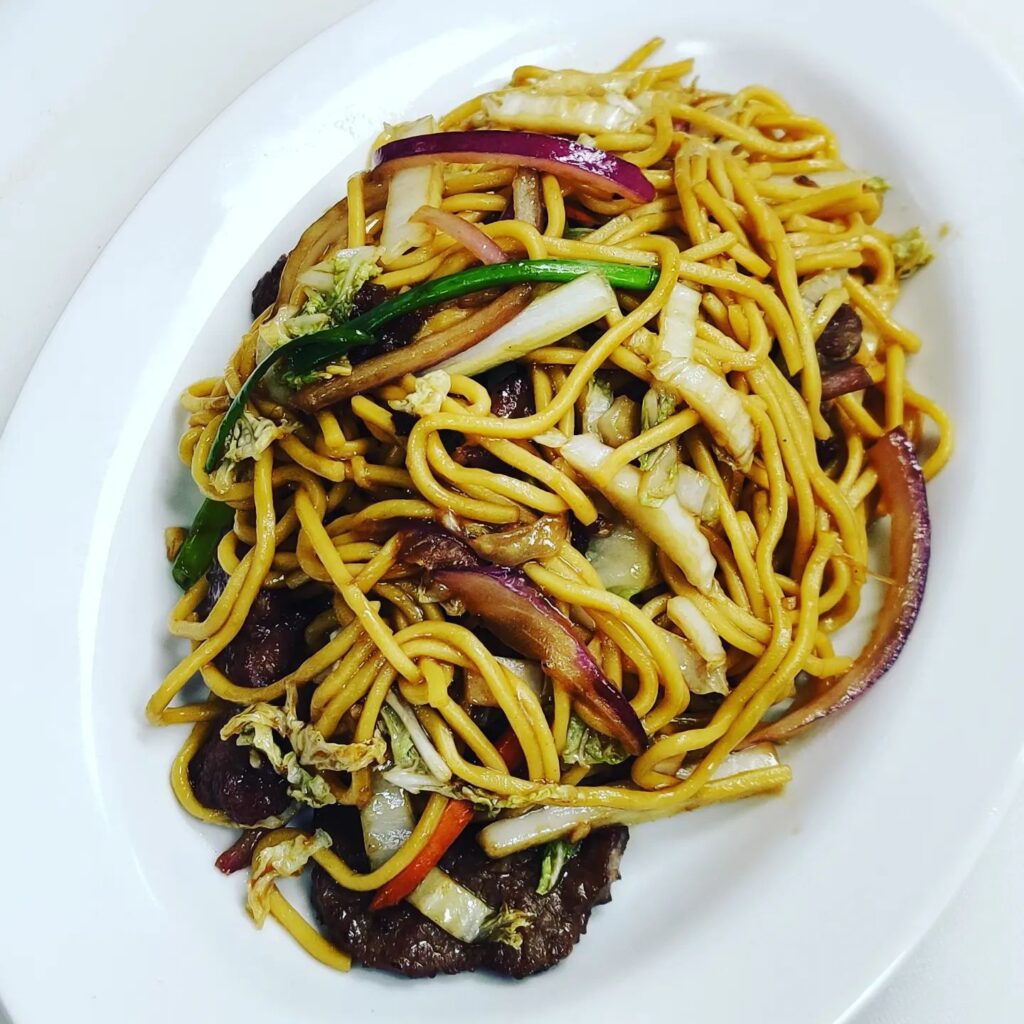 Lo mein noodles from Ginger Restaurant